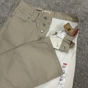 Levi's Ribcage Straight Ankle Jeans 30x27 Cream Split Two Tone High Rise New